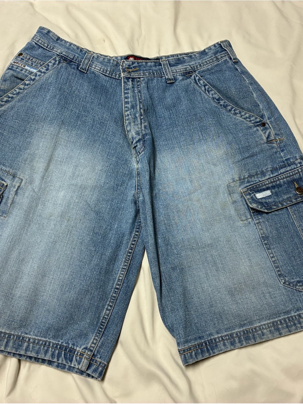 Vintage MECCA USA Cargo Denim Shorts Men’s 36 Blue Baggy Y2K 90s Hip Hop Jorts